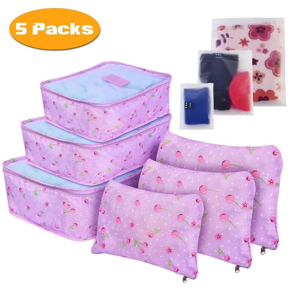9Pcs/Set Clothes Storage Bags Water-Resistant Travel Luggage Organizer Clothing Packing Cubes For Blouse Hosiery Stocking Underwear
