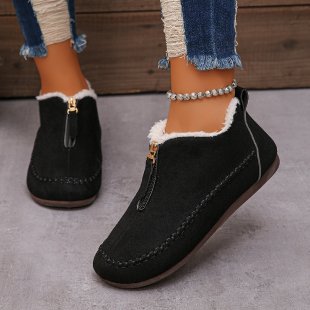 Cotton Boots Women's Casual Solid Color Suede Retro Large Size Snow Boots