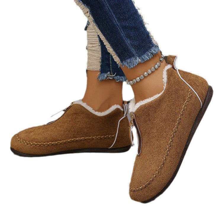 Cotton Boots Women's Casual Solid Color Suede Retro Large Size Snow Boots